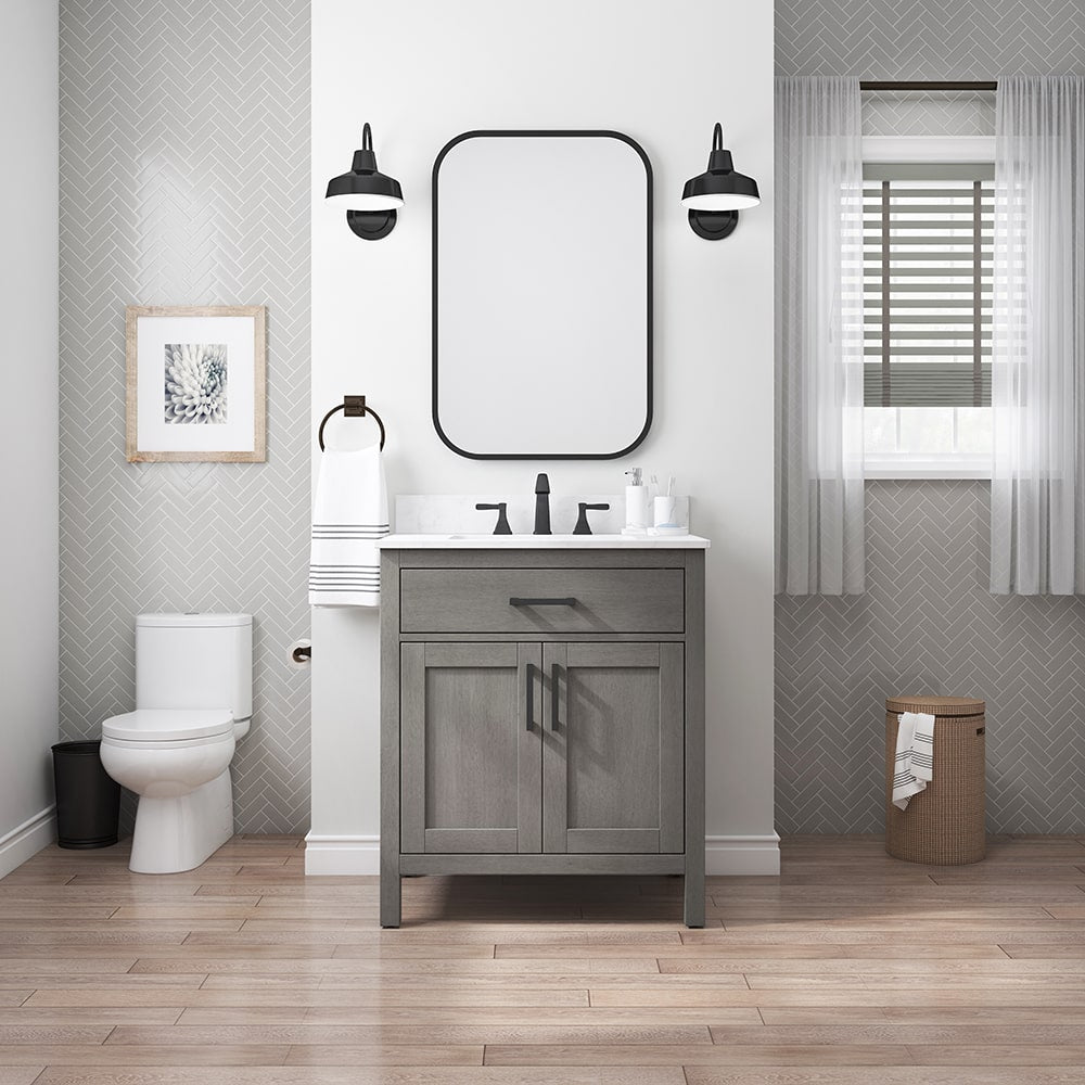 30in Dark Gray Single Sink Bathroom Vanity