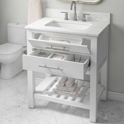 30in Cotton White Single Sink Spacious Bathroom Vanity