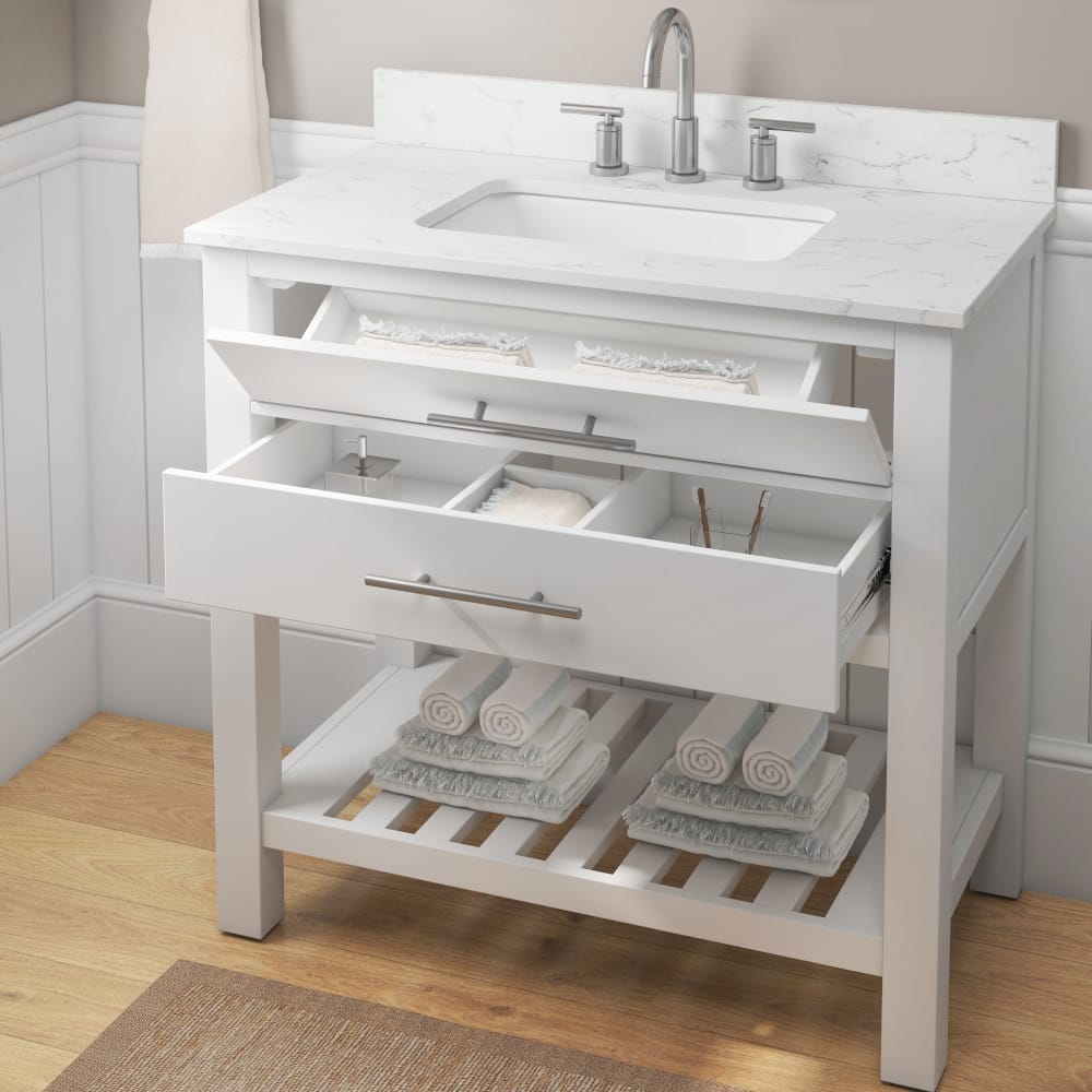 36in Cotton White Single Sink Spacious Bathroom Vanity