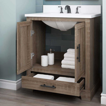 Kendall 30in Distressed Oak Single Sink Bathroom Vanity