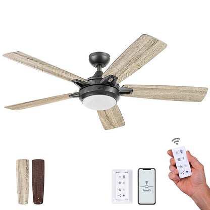 Prominence Home Kailani, 52 Inch Modern Smart Ceiling Fan with Light, Remote Control, Dual Mounting Options, Dual Finish Blades, Compatible with Alexa and Google Assistant - 51649-01 (Bronze)