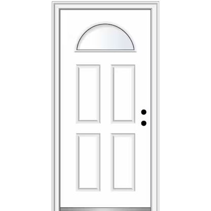 32 in. X 80 in. fan lite primed Left-Handed/inswing fiberglass prehung front door grid or no grid