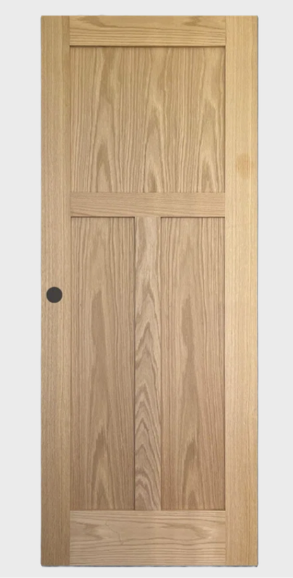 24inX80in. Right-Handed 3-Panel craftsman Solid Core Unfinished Clear Pine Single Prehung Interior Door
