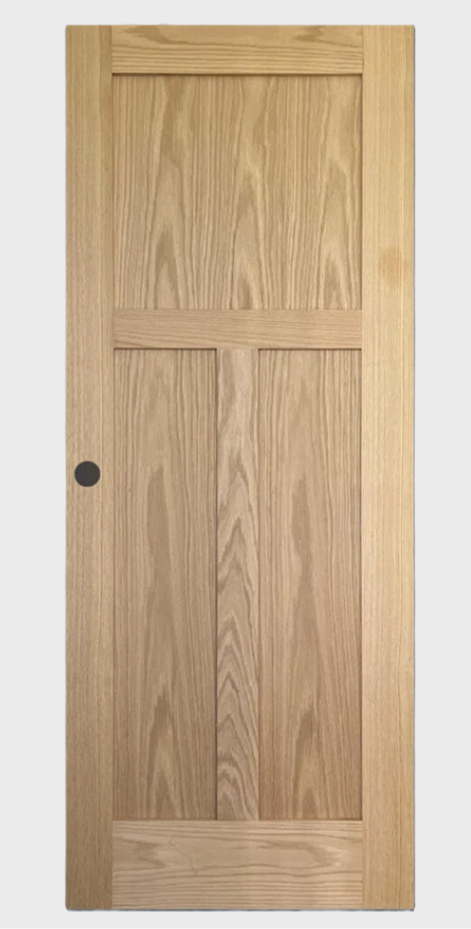 36inX80in. Right-Handed 3-Panel craftsman Solid Core Unfinished Clear Pine Single Prehung Interior Door
