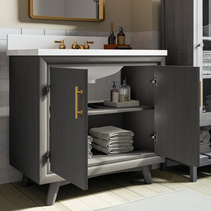 Preston 36in Antique Gray Single Sink Bathroom Vanity