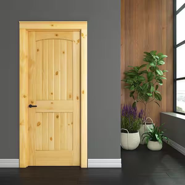 2-Panel Natural Smooth Solid core Unfinished Pine Wood Slab Door