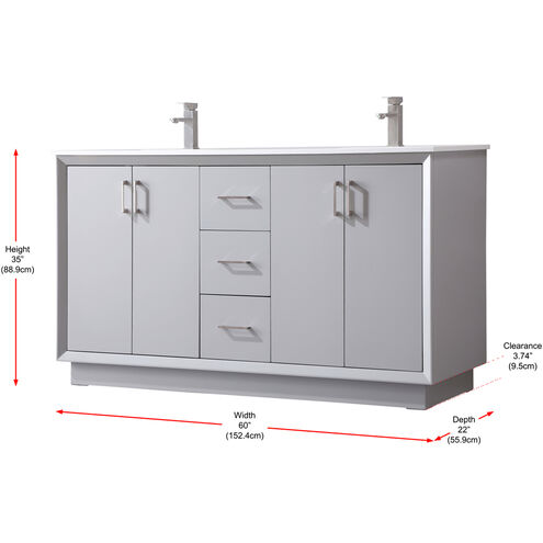 Hayes 60 X 22 X 35 inch Grey Vanity Sink Set