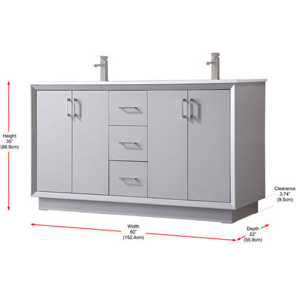 Hayes 60 X 22 X 35 inch Grey Vanity Sink Set