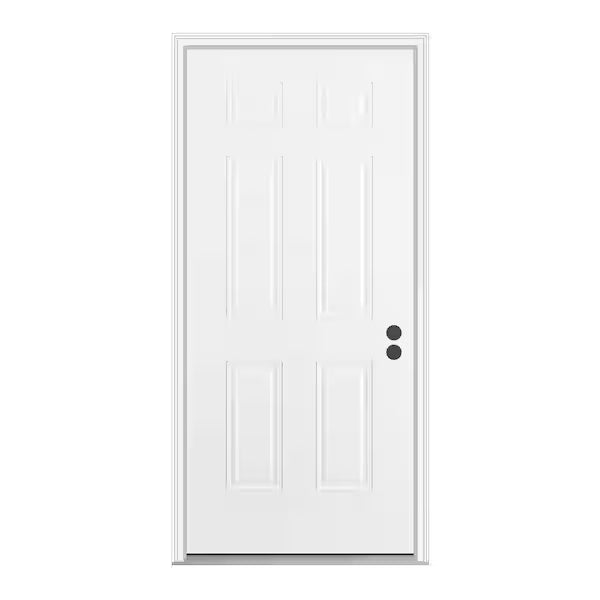 36 in. x 80 in. 6-Panel Left-Handed/Inswing Smooth Fiberglass Prehung Door